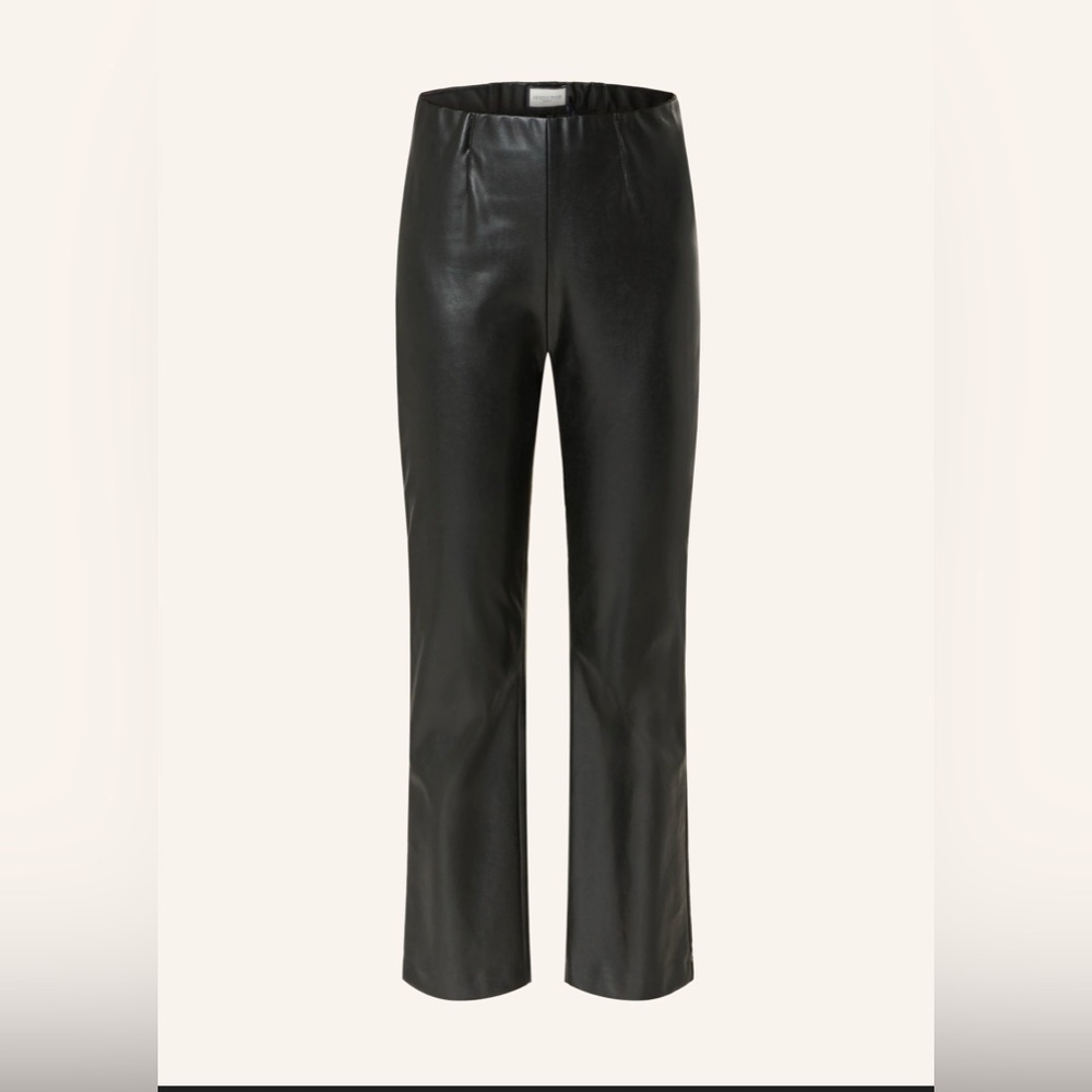 Seductive Cindy Faux Leather Cropped Flare Pants XS Black Vegan Leather Pull On - Picture 2 of 8